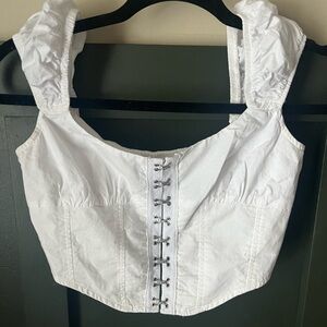 Garage White Corset-Style Crop Top